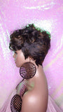 Curly Mohawk Hair Wig Black Auburn Mix Color Curl Glueless Wig Pixie Cut Curl Wig Layered Hair Wig - Beauty Blessings LLC