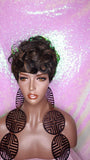 Curly Mohawk Hair Wig Black Auburn Mix Color Curl Glueless Wig Pixie Cut Curl Wig Layered Hair Wig - Beauty Blessings LLC