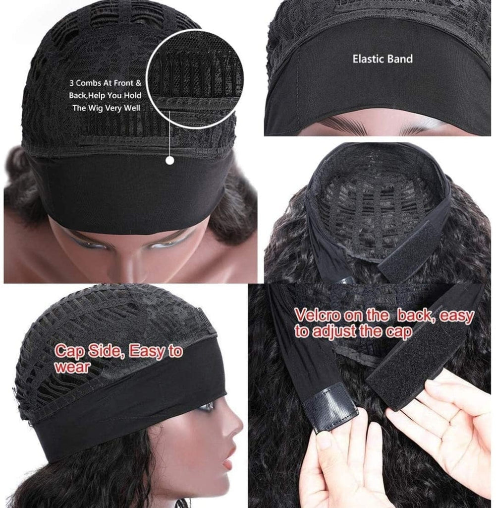 Headband Wigs Water Wave  Human Hair Wigs Mink Brazilian Remy Human Hair Glueless - Beauty Blessing Wigs & Hair Extensions Boutique