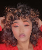 Big Barrel Curl Short Style Wig Full Cap Women Wig Curly Hair Women Fashion Wig Red Carpet Wig Bouncy Curl Hairstyle Auburn Highlights - Beauty Blessing Wigs & Hair Extensions Boutique