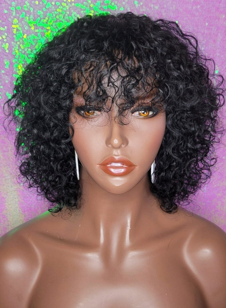 Water Wave Brazilian Remy 100% Human Hair Bob Wig Natural Hair Wig Short Bob Glueless Wig - Beauty Blessing Wigs & Hair Extensions Boutique