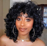 Big Curl Wigs Short Hairstyle Wig Glueless Women Wig with Bangs Curly Hair Women Fashion Wig Red Carpet Wig Bouncy Curl Hairstyle - Beauty Blessings LLC