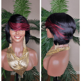 Short Bob 100% Human Hair Brazilian Remy Short Hair  Straight Bob Hairstyle Layered Hair Bob Wig with Bangs - Beauty Blessing Wigs & Hair Extensions Boutique