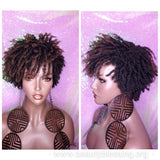 Dreadlocks Short Afro Kinky Coily Twist Natural Hairstyle Wig Ombre Brown Dark Auburn Red Copper Hair Wigs