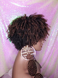 Dreadlocks Short Afro Kinky Coily Twist Natural Hairstyle Wig Ombre Brown Dark Auburn Red Copper Hair Wigs - Beauty Blessing Wigs & Hair Extensions Boutique
