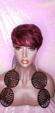 Short Hair Cut Pixie Cut Peruvian Remy Human Hair Wigs Burgundy Wigs - Beauty Blessing Wigs & Hair Extensions Boutique