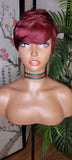 Short Hair Cut Pixie Cut Peruvian Remy Human Hair Wigs Burgundy Wigs - Beauty Blessing Wigs & Hair Extensions Boutique