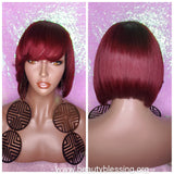 Razor Cut Short Bob 100% Human Hair Full Wap Wig Blonde Wig - Beauty Blessing Wigs & Hair Extensions Boutique
