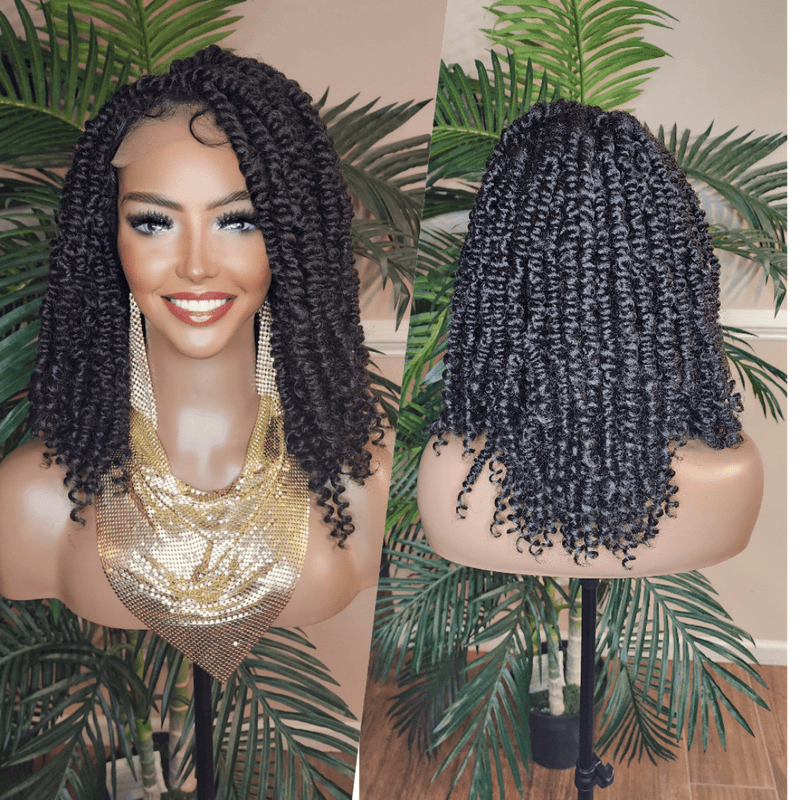 Spring Twist Passion Twist Kinky Twist Lace Wig Braid Hair Lace Front Wig Flexible Parting Bob Lace Wig Layered African Twist Short Hair Glueless Wig - Beauty Blessing Wigs & Hair Extensions Boutique
