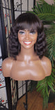 Deep Wave Short Bob Hairstyle Brazilian Remy 100% Human Hair with Bangs Natural Loose Wave Hair Wig Black Hair Wig - Beauty Blessing Wigs & Hair Extensions Boutique