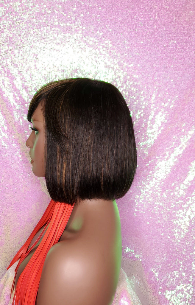 Bob Brazilian Remy Human Hair Remy Short Hair Bob Style Swoop Bang Wig Full Cap Wig - Beauty Blessing Wigs & Hair Extensions Boutique