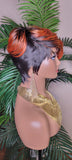 Copper Color Wig  Swoop Bang Wig Short Cut Celebrity Inspired Pixie Cut Hair Wig with Swooo Bangs and Layers Color Shown Off Black Ombre Copper Bang - Beauty Blessings LLC