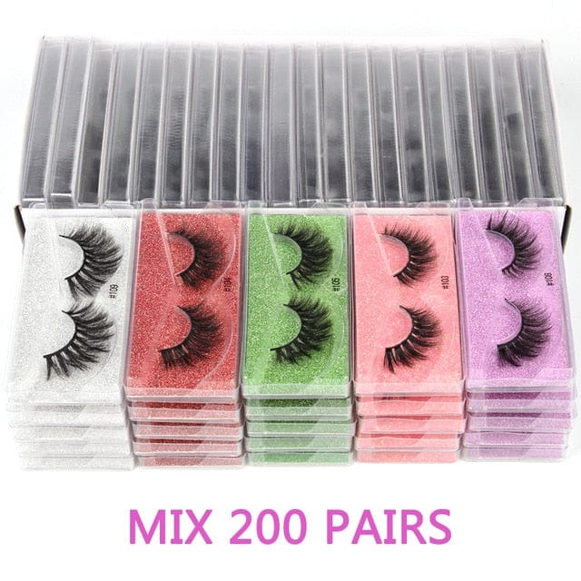 Bulk Lashes Eyelashes 30/40/50/100pcs 3D Lashes Natural false Eyelashes Wispy Eyelashes Makeup Lashes In Bulk - Beauty Blessing Wigs & Hair Extensions Boutique