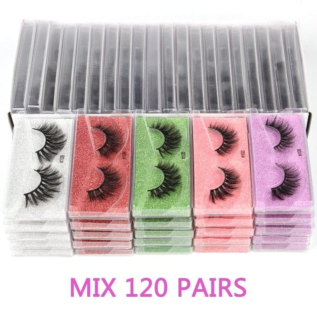 Bulk Lashes Eyelashes 30/40/50/100pcs 3D Lashes Natural false Eyelashes Wispy Eyelashes Makeup Lashes In Bulk - Beauty Blessing Wigs & Hair Extensions Boutique