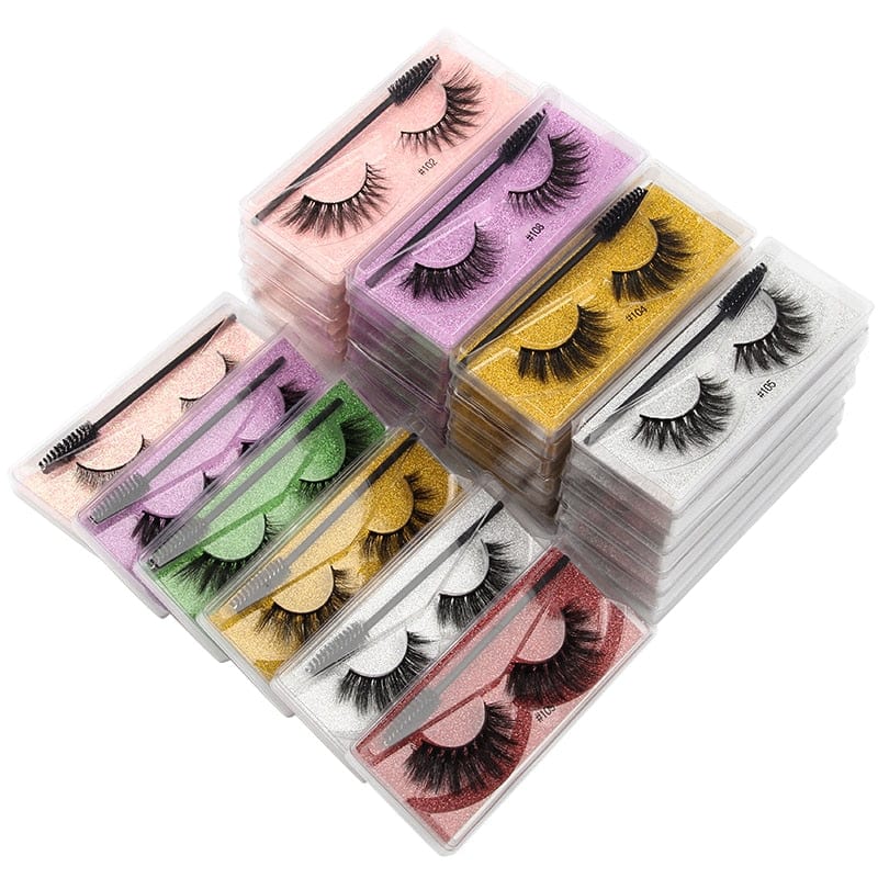 Wholesale Eyelashes 20/30/40/150pcs 3D Natural Lashes Natural Makeup False Lashes Fluffy Wispy Eyelashes Set with Lash Brushes - Beauty Blessing Wigs & Hair Extensions Boutique