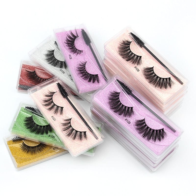 Wholesale Eyelashes 20/30/40/150pcs 3D Natural Lashes Natural Makeup False Lashes Fluffy Wispy Eyelashes Set with Lash Brushes - Beauty Blessing Wigs & Hair Extensions Boutique