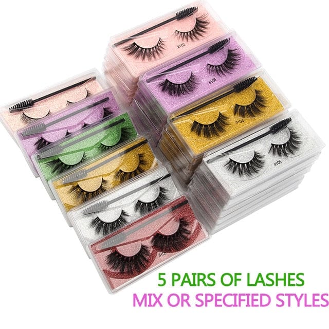 Wholesale Eyelashes 20/30/40/150pcs 3D Natural Lashes Natural Makeup False Lashes Fluffy Wispy Eyelashes Set with Lash Brushes - Beauty Blessing Wigs & Hair Extensions Boutique