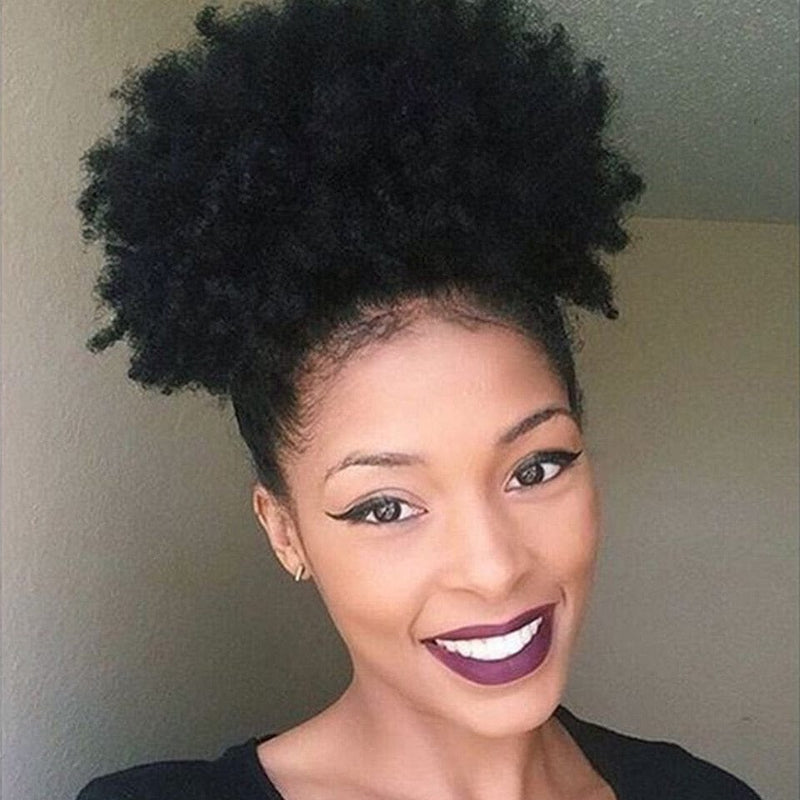 Ponytail High Hair Puff Clip in Bun Afro Kinky Curly Drawstring Ponytail Hair Extensions Hairpiece Solid Colors - Beauty Blessing Wigs & Hair Extensions Boutique
