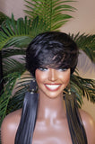 Pixie Cut Swoop Bang 100% Remy Human Hair Short Style Layered Hair Cut with Bangs Fashion Wig