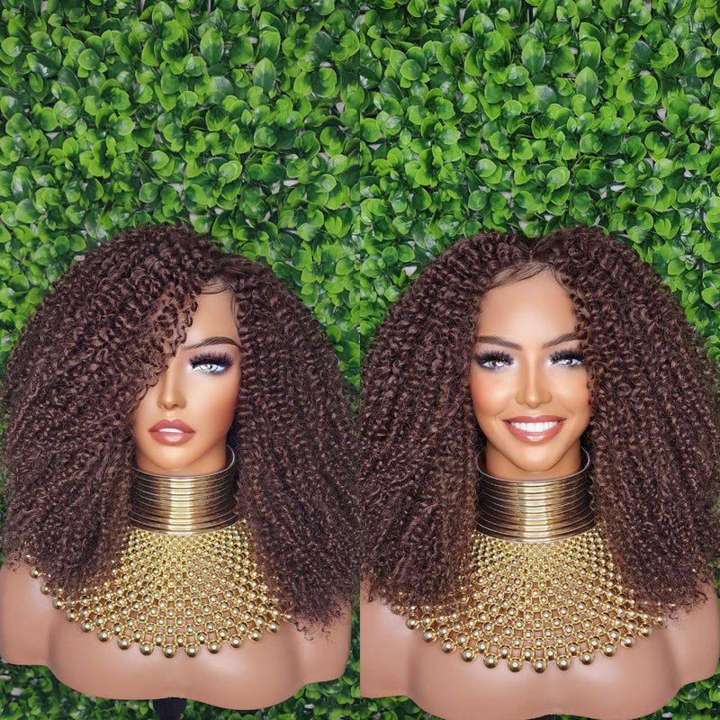 Big Kinky Curly Lace Front Wig Coily Hair Bouncy Spiral Curl Natural Afro Hairstyle Afro Kinky Glueless Lace Wig - Beauty Blessings LLC