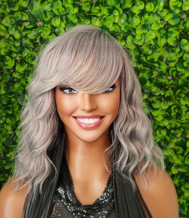Deep Wave Gray Hair Wig Short Cut Hair Straight Bob Hairstyle Layered Hair Bob Glueless Wig with Bangs Gray Mix Salt Pepper Wig - Beauty Blessings LLC