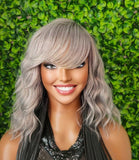 Deep Wave Gray Hair Wig Short Cut Hair Straight Bob Hairstyle Layered Hair Bob Glueless Wig with Bangs Gray Mix Salt Pepper Wig