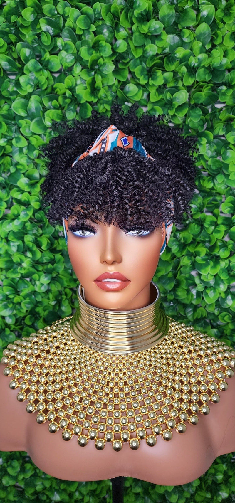 Turban Wig Afro Kinky Puff Bangs Wig Afro Curly Hair Wrap Wig Afro Bang Pre-tied Turban Wig Afro Puff Hair Piece - Beauty Blessings LLC