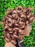 Brown Strawberry Blonde Curly Wig, Big Spiral Curls, Fashion Wig