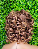 Brown Strawberry Blonde Curly Wig, Big Spiral Curls, Fashion Wig