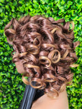 Brown Strawberry Blonde Curly Wig, Big Spiral Curls, Fashion Wig