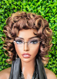 Brown Strawberry Blonde Curly Wig, Big Spiral Curls, Fashion Wig