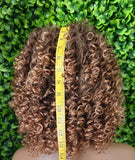Auburn Brown Curly Wig with Bangs: Frizzy Spiral Curl Wig, Natural-Looking Wig