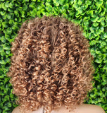 Auburn Brown Curly Wig with Bangs: Frizzy Spiral Curl Wig, Natural-Looking Wig