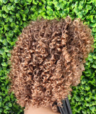 Auburn Brown Curly Wig with Bangs: Frizzy Spiral Curl Wig, Natural-Looking Wig