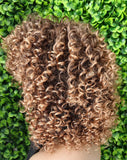 Auburn Brown Curly Wig with Bangs: Frizzy Spiral Curl Wig, Natural-Looking Wig