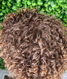 Auburn Brown Curly Wig with Bangs: Frizzy Spiral Curl Wig, Natural-Looking Wig