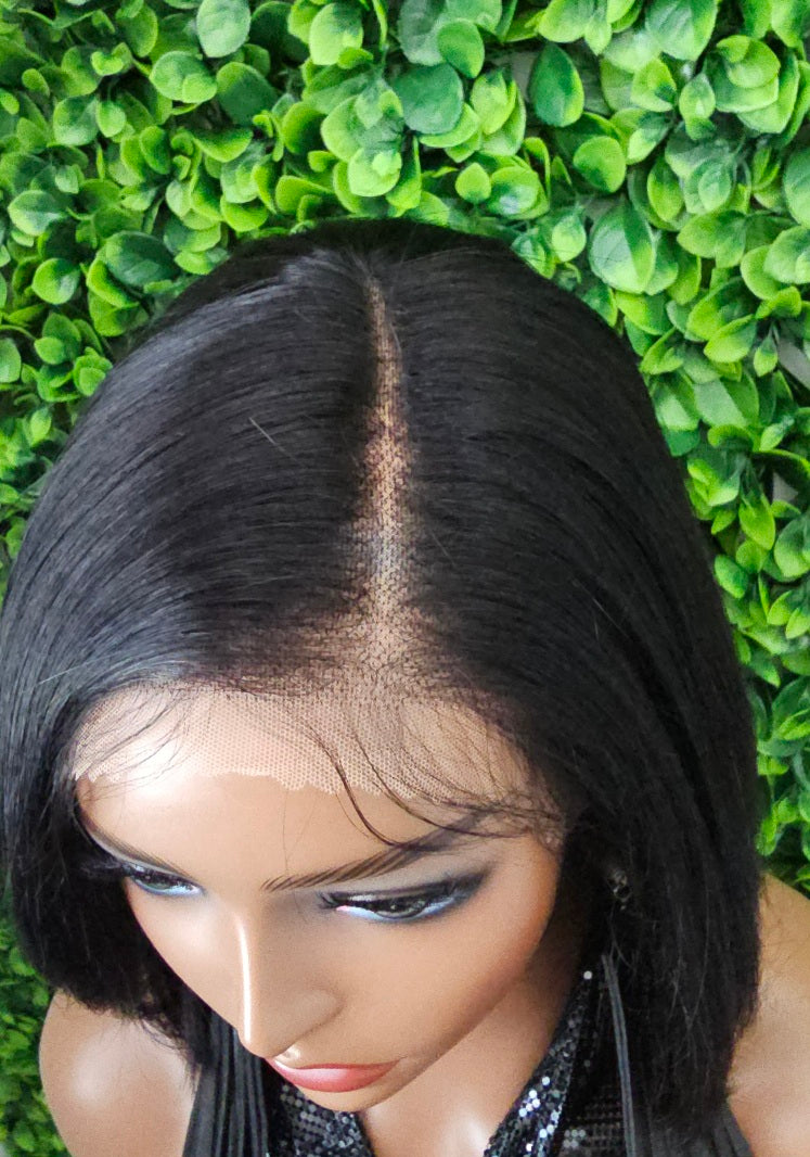 Black Hair Bob Hairstyle: Brazilian Remy Human Hair Lace Front Wig