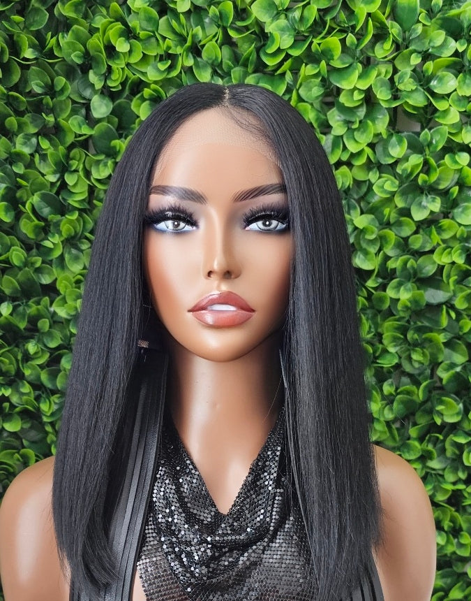 Bob Wig: Yaki Hair Glueless HD Lace Front Wig With Baby Hairs
