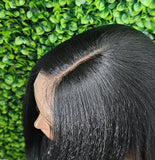 Bob Wig: Yaki Hair Glueless HD Lace Front Wig With Baby Hairs