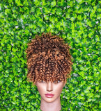 Strawberry Blonde Curly Ponytail Afro Hair Bun and Bang Hair Ponytail 2pc Set Hair Piece Set with Drawstring