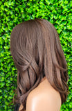 Chocolate Auburn Afro Natural Lace Front Wig: Yaki Texture Fiber Blowout Hairstyle - Beauty Blessings LLC