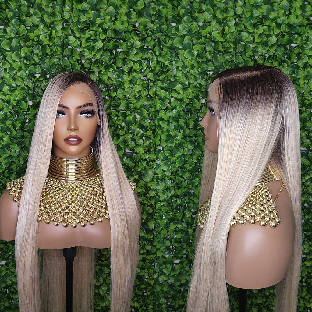 Blonde Long Straight Hair Lace Front Lace Wig Soft Hair Natural Hairline Glueless Pre-Plucked Lace Wig With Baby Hairs
