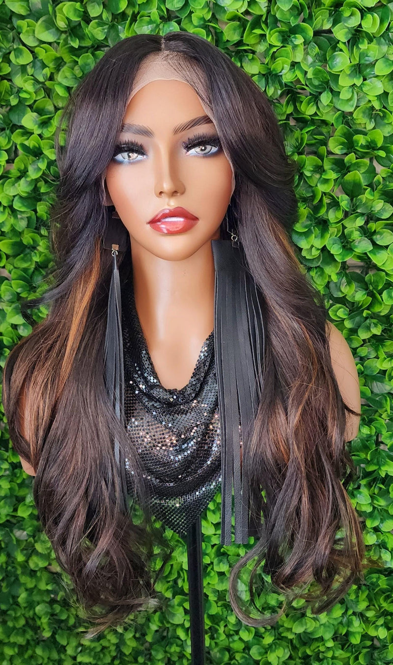 Lace Front Long Curl Lace Wig  Loose Wavy Curly Layered Hair Natural Hairline Glueless Pre-Plucked HD Lace Wig - Beauty Blessings LLC