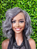Salt & Pepper Body Wave Bob Wig | Glueless Lace Front, Everyday Style |Human Hair Blend - Beauty Blessings LLC