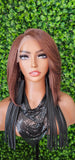 Chocolate Brown Bob Lace Front Wig Yaki Hair Swoop Bang Glueless Lace Wig