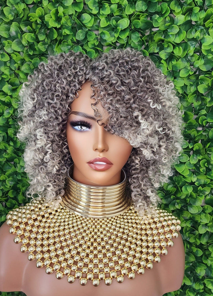 Blonde Afro Coil Bantu Knot Twist Out Kinky Twist Hair Full Cap Natural Wig Natural Hairsty Short Kinky Twist Brown Blonde Hair Wig