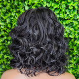 Body Wave Bob Lace Front Wig Swoop Bang Wig Layered Curly Wig with Bangs | Soft Volume Wig - Beauty Blessings LLC