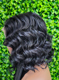 Body Wave Bob Lace Front Wig Swoop Bang Wig Layered Curly Wig with Bangs | Soft Volume Wig - Beauty Blessings LLC
