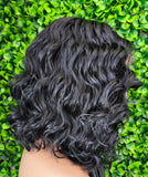 Body Wave Bob Lace Front Wig Swoop Bang Wig Layered Curly Wig with Bangs | Soft Volume Wig - Beauty Blessings LLC