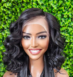 Body Wave Bob Lace Front Wig Swoop Bang Wig Layered Curly Wig with Bangs | Soft Volume Wig - Beauty Blessings LLC